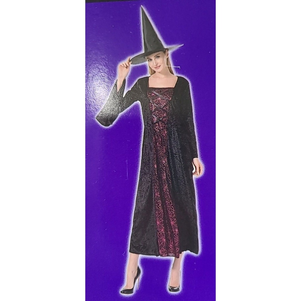Totally Ghoul Ladies Spider Witch Halloween Costume Dress Witch Hat New